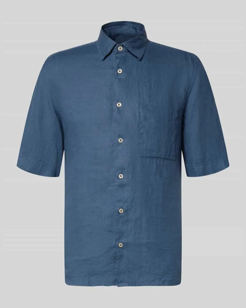 Marc O'Polo Regular Fit Freizeithemd aus reinem Leinen Dunkelblau