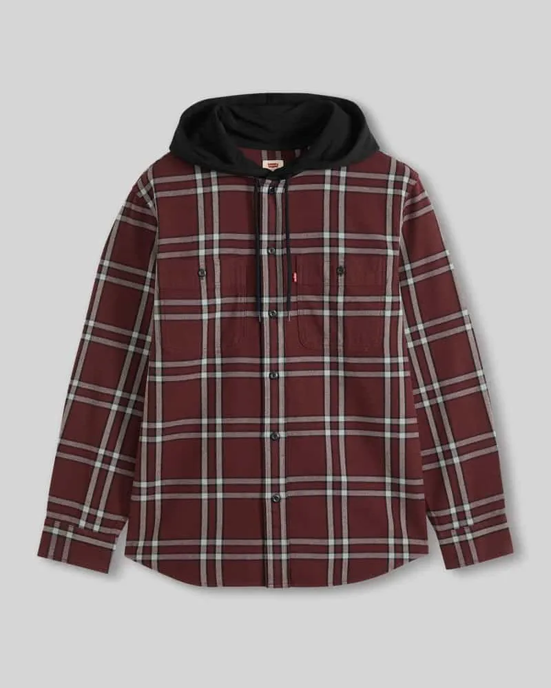 Levi's Regular Fit Freizeithemd aus reiner Baumwolle mit Kapuze Bordeaux