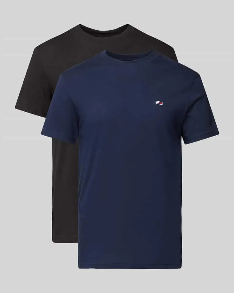 Tommy Hilfiger Slim Fit T-Shirt mit Logo-Badge im 2er-Pack Black