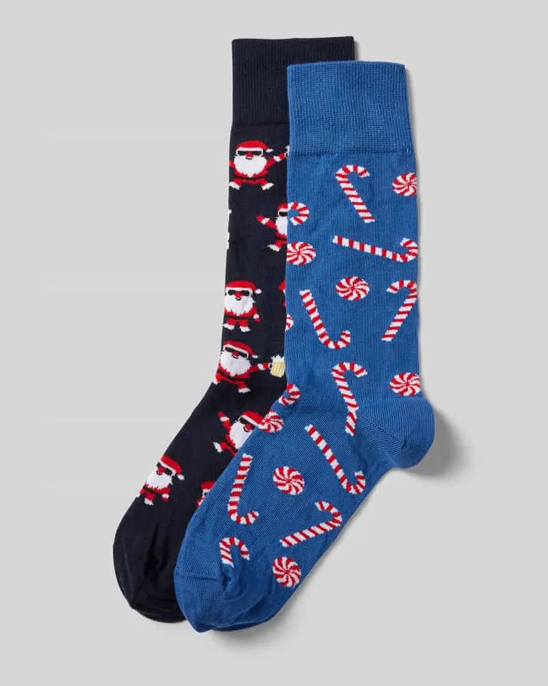 Christian Berg Socken mit Motiv-Stitching im 2er-Pack 