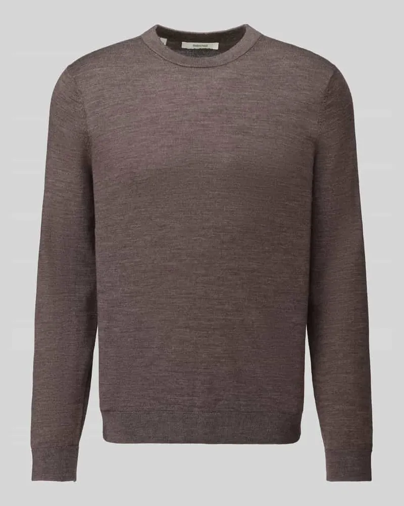 Selected Regular Fit Pullover aus reiner Wolle Modell 'TRAY Mittelbraun