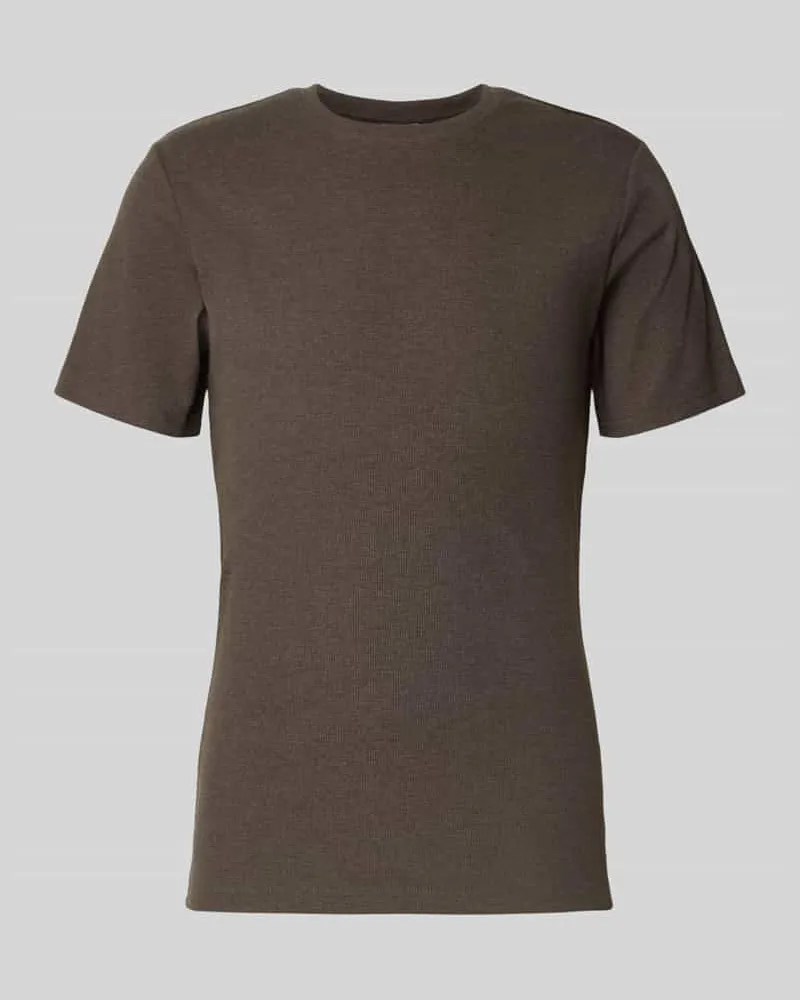 Only & Sons Regular Fit T-Shirt mit Rippstruktur Modell 'TANNER Mittelgrau