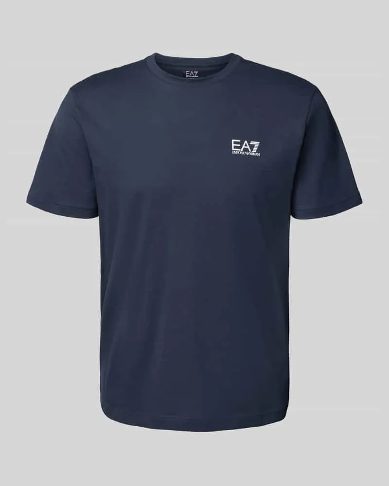EA7 T-Shirt mit Label-Print Dunkelblau