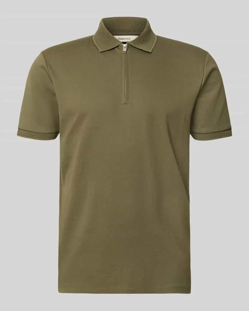 Selected Homme Regular Fit Poloshirt aus Baumwoll-Mix Modell 'FAVE Oliv