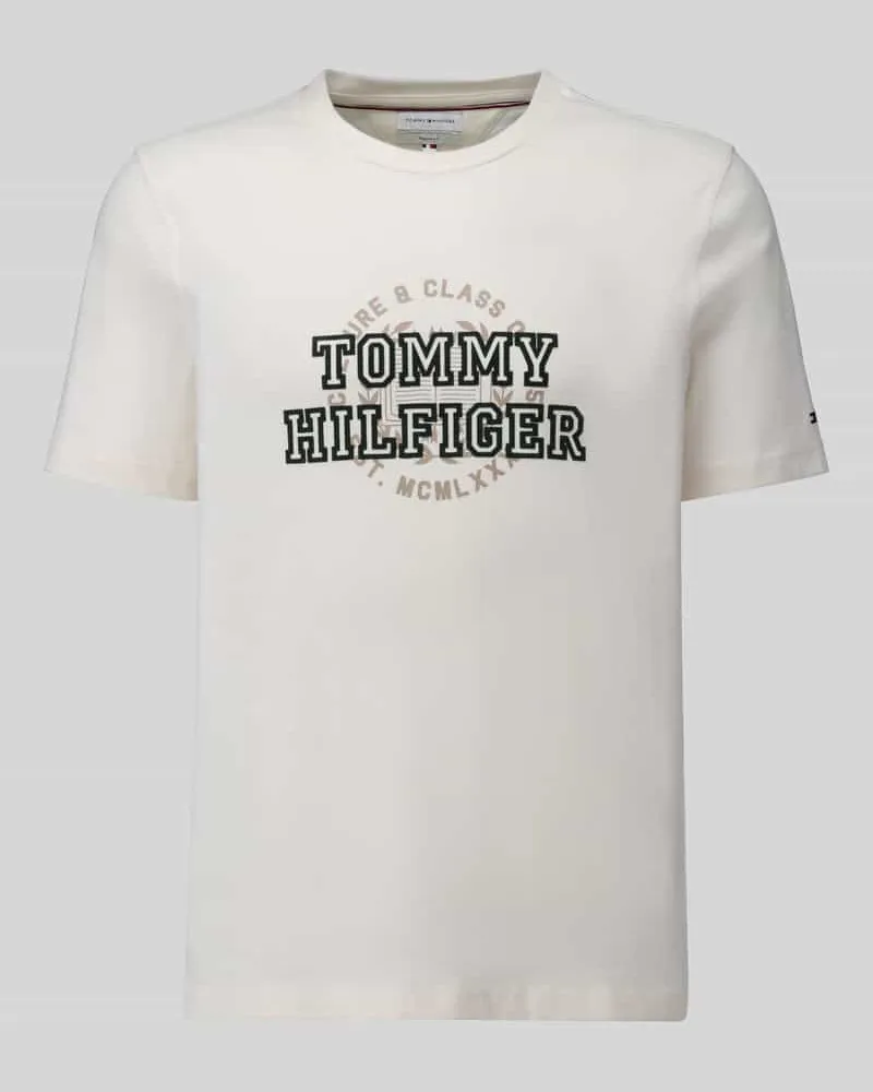 Tommy Hilfiger Regular Fit T-Shirt aus reiner Baumwolle Offwhite