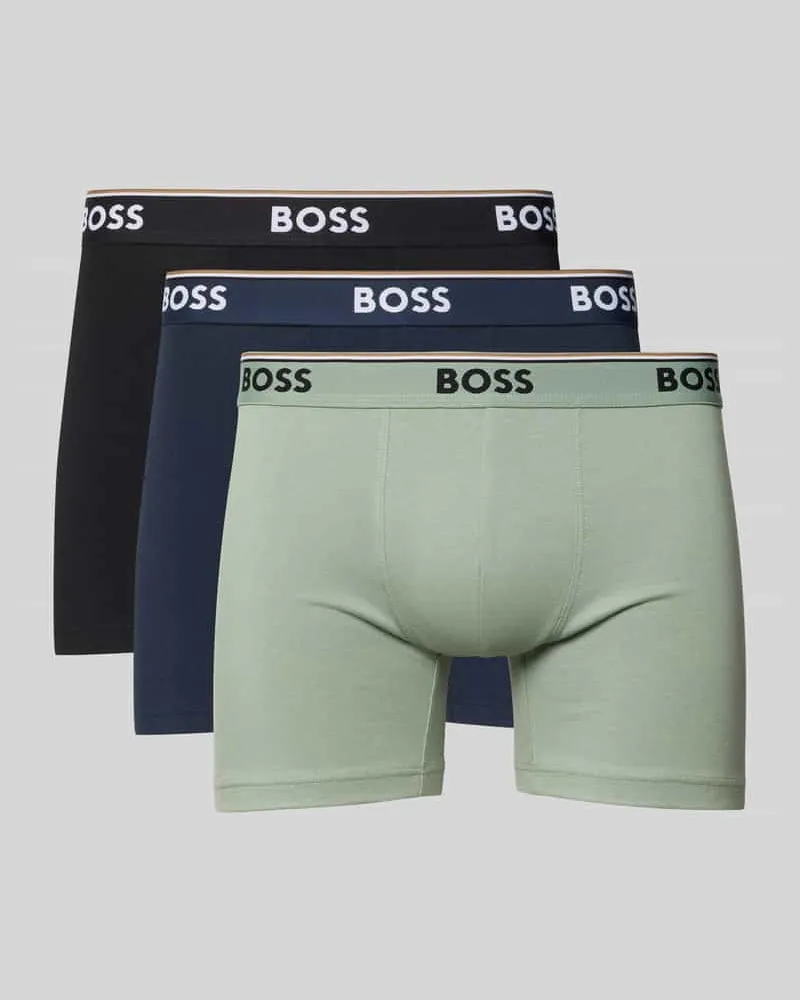 HUGO BOSS Slim Fit Trunks aus Baumwoll-Mix im 3er-Pack Schilf