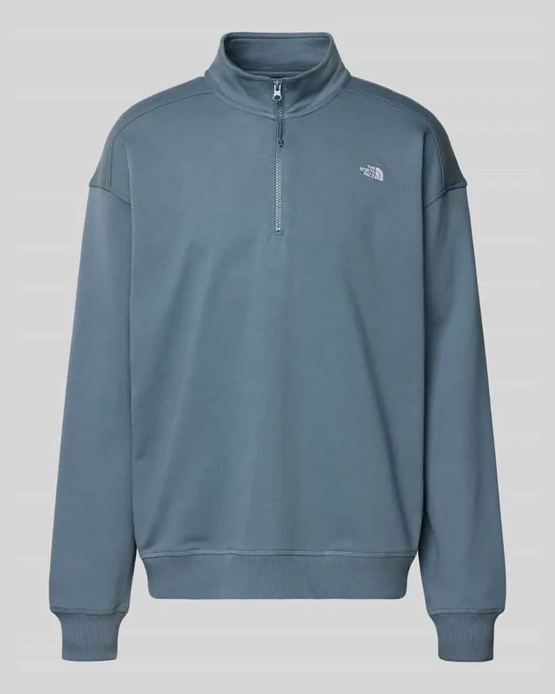 The North Face Relaxed Fit Sweatshirt mit Stehkragen und Reißverschluss Rauchblau