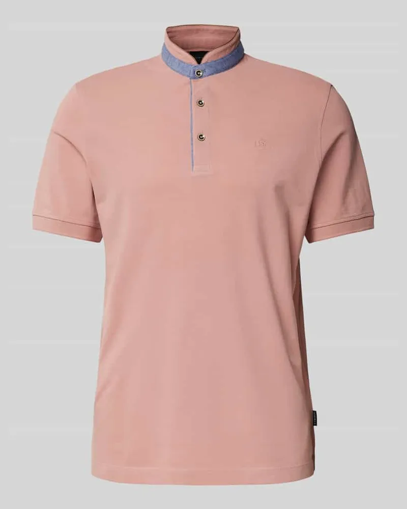 Bugatti Regular Fit Poloshirt mit Stehkragen Rose