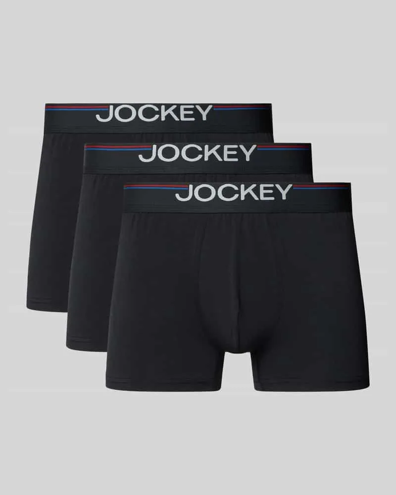 Jockey Slim Fit Trunks mit Logo-Stitching im 3er-Pack Black