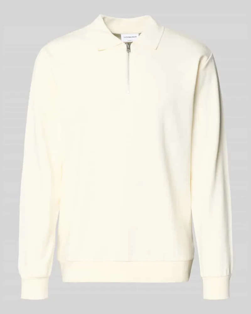 Lindbergh Sweatshirt mit Polokragen und Reißverschluss Weiss