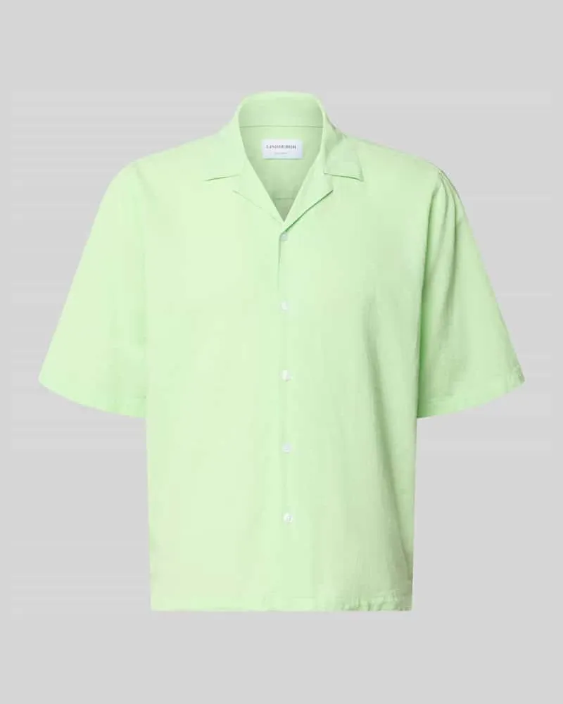 Lindbergh Cropped Freizeithemd aus Leinen-Baumwoll-Mix Hellgruen