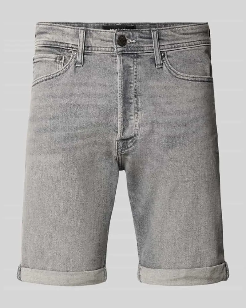 Jack & Jones Regular Fit Jeansshorts mit Umschlag Modell 'RICK Mittelgrau
