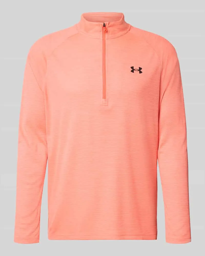 Under Armour Sweatshirt mit kurzem Reißverschluss und Logo-Print Rot