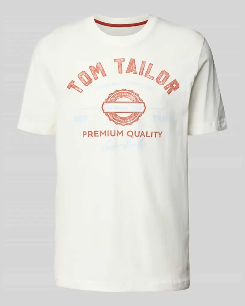 Tom Tailor Regular Fit T-Shirt aus reiner Baumwolle Offwhite