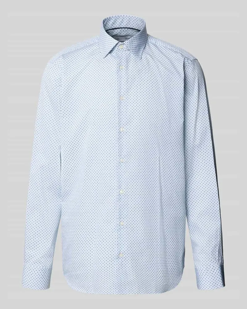 Christian Berg Regular Fit Businesshemd aus reiner Baumwolle mit Kentkragen Bleu