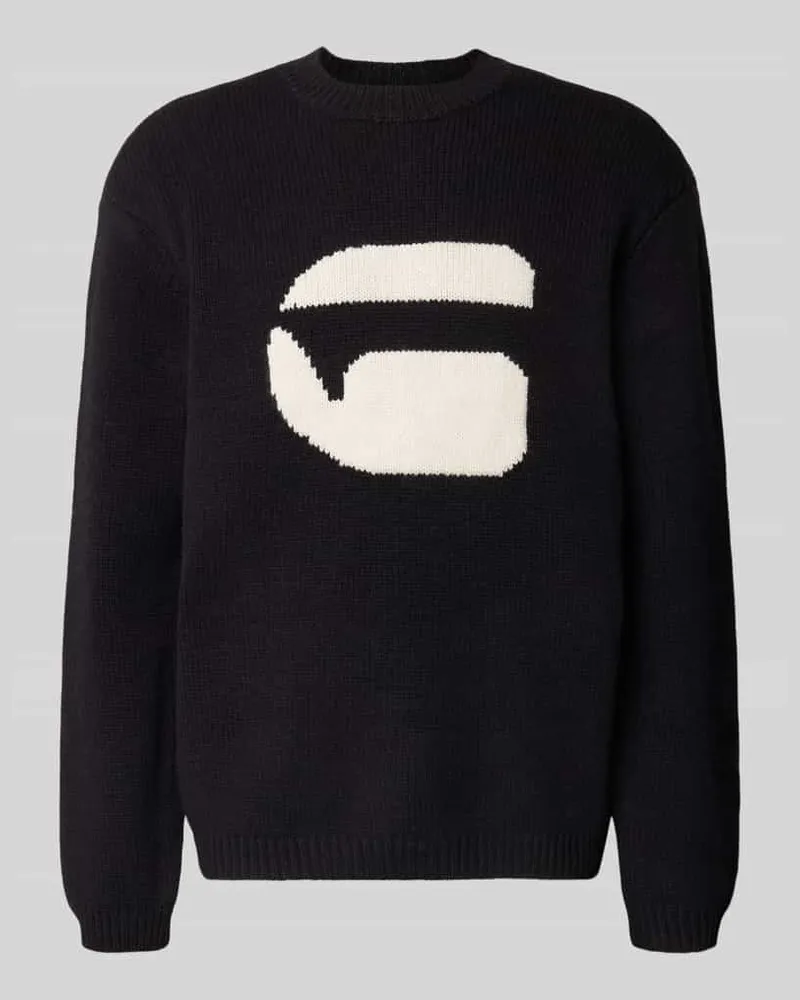 G-STAR RAW Relaxed Fit Strickpullover mit Logo Black