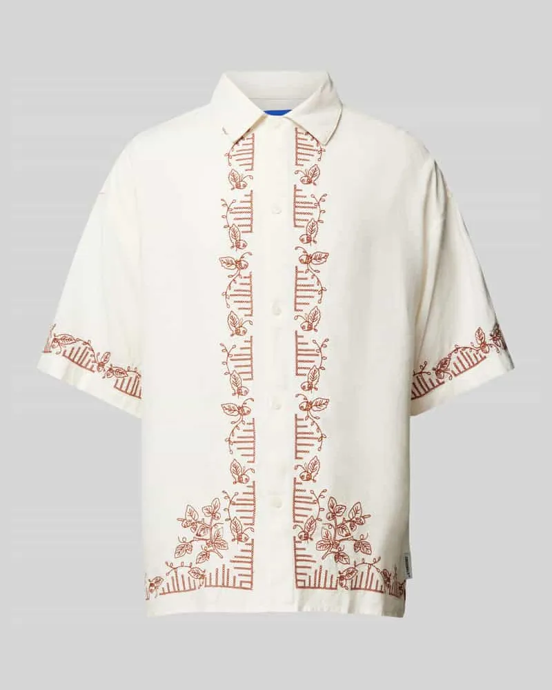 Jack & Jones Freizeithemd aus Leinen-Viskose-Mix Modell 'ORMILOS Weiss