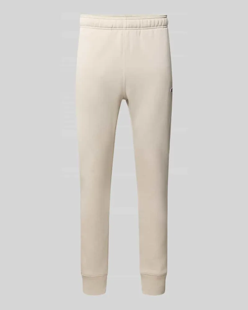 Champion Straight Fit Sweatpants aus Baumwoll-Mix mit Logo-Patch Beige