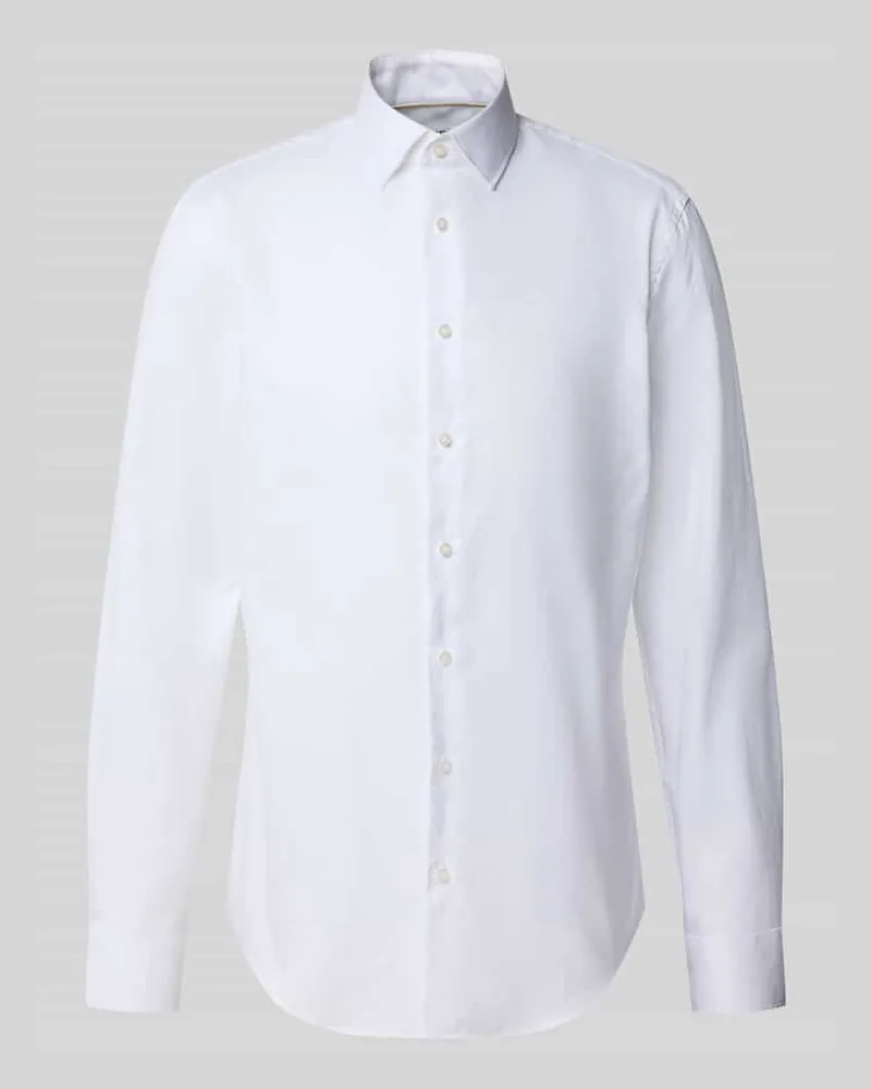 JAKE*S Slim Fit Businesshemd aus reiner Baumwolle Weiss
