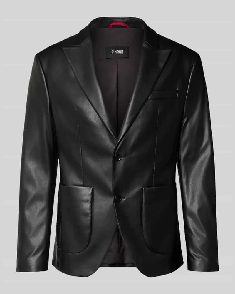 cinque 2-Knopf-Sakko in Leder-Optik Modell 'DRAGO Black