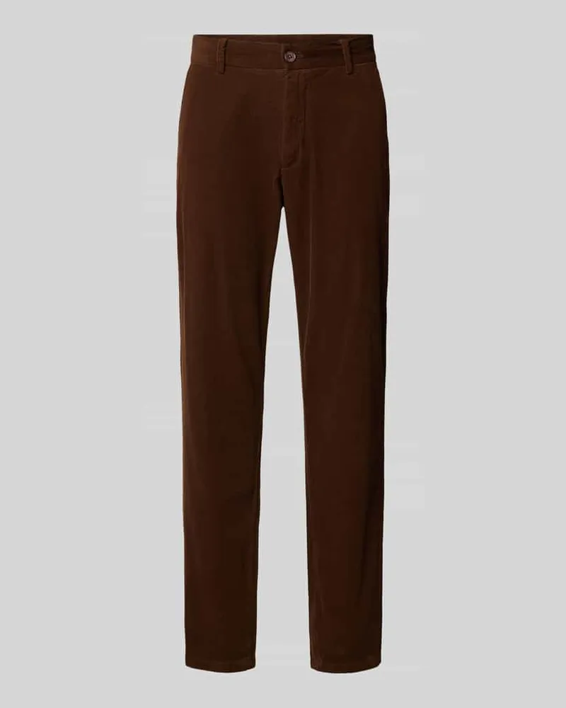Lindbergh Regular Fit Cordhose mit Gürtelschlaufen Mittelbraun