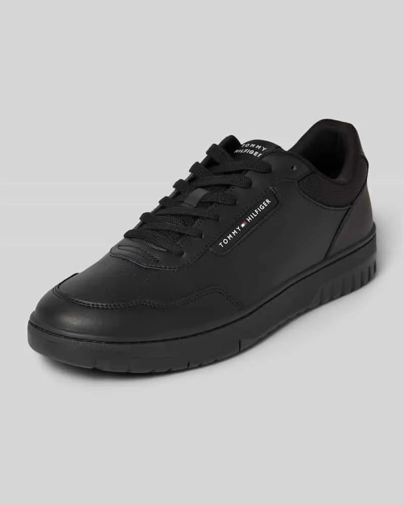 Tommy Hilfiger Low Top Sneaker aus Leder-Mix Modell 'BASKET CORE Black