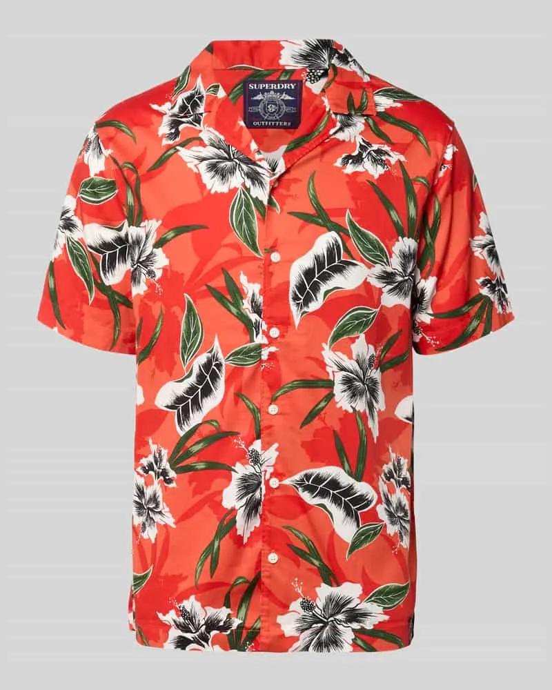 Superdry. Regular Fit Freizeithemd mit Reverskragen Rot