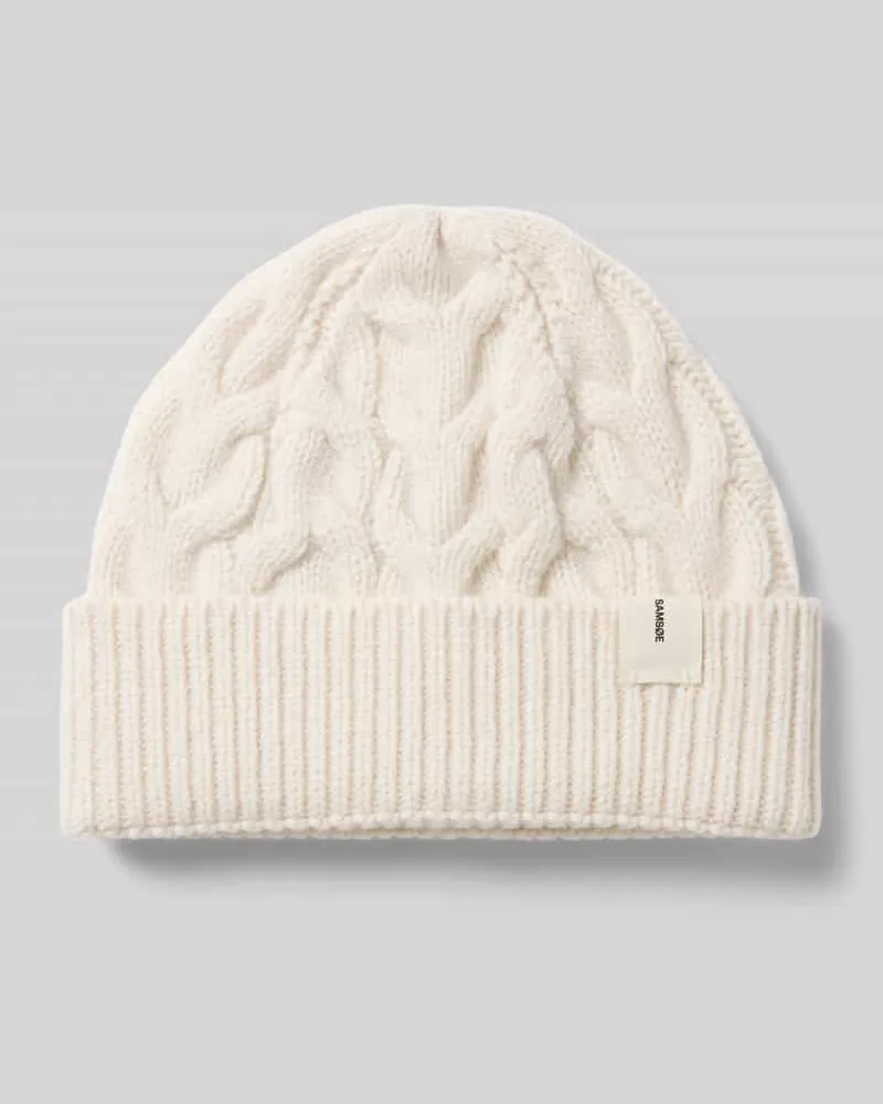 Samsøe & Samsøe Mütze mit Zopfmuster Modell 'FLOKI Offwhite