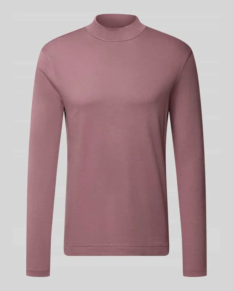Christian Berg Regular Fit Longsleeve aus reiner Baumwolle mit Stehkragen Mauve