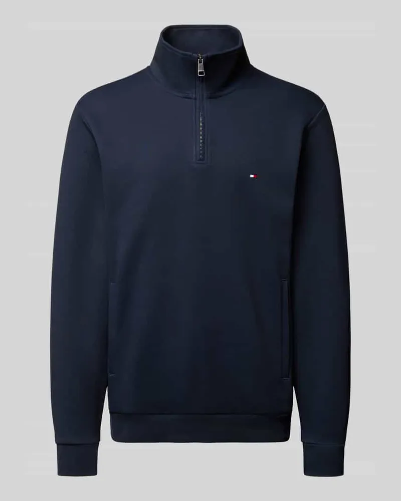 Tommy Hilfiger Regular Fit Troyer aus Baumwoll-Mix Marine