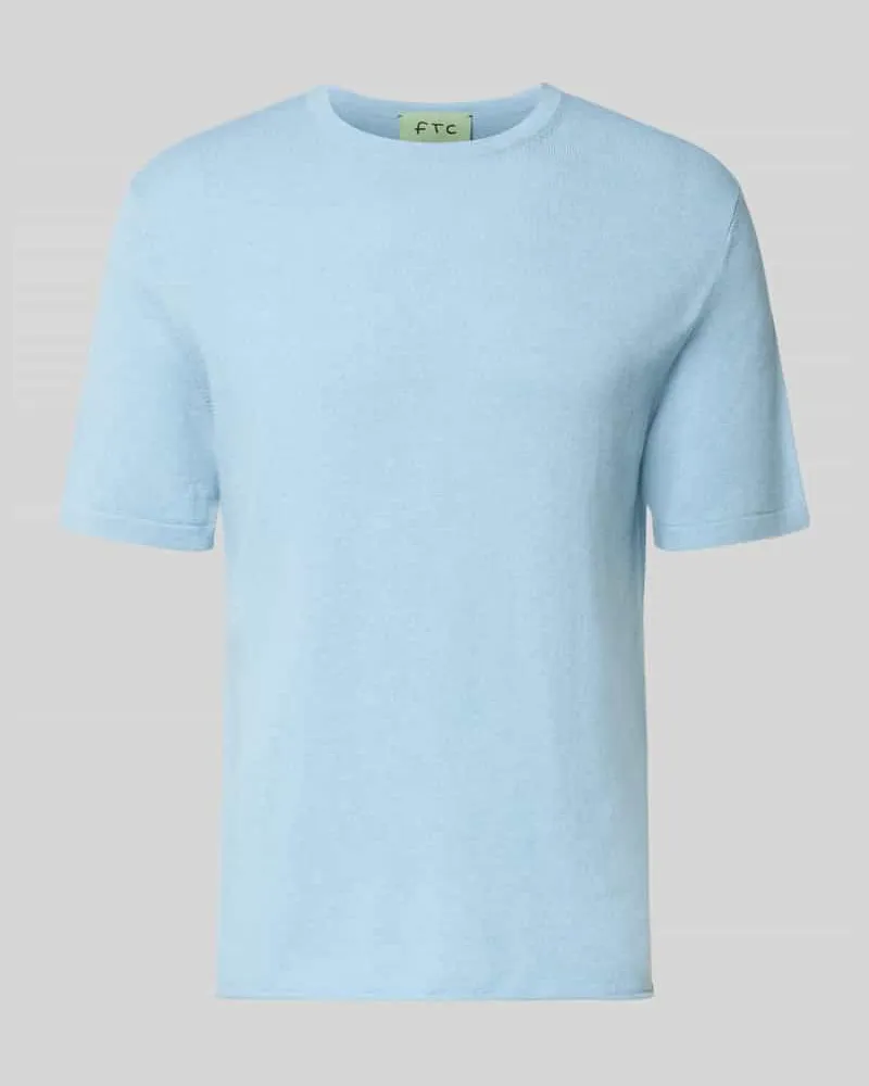 FTC Cashmere Strickshirt mit Kaschmir-Anteil und Knopfleiste Hellblau