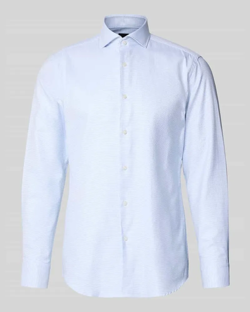 HUGO BOSS Slim Fit Businesshemd aus reiner Baumwolle Modell 'HANK Bleu