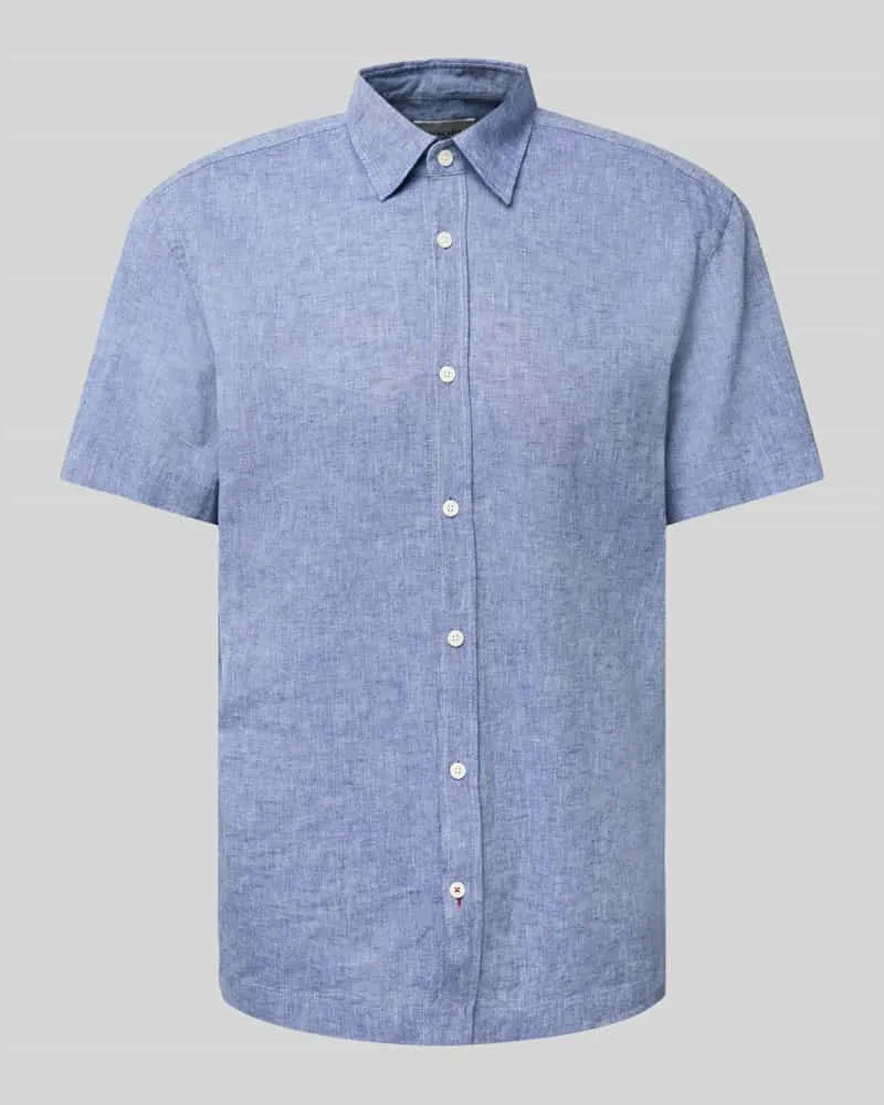 JOOP! Regular Fit Freizeithemd aus Leinen-Baumwoll-Mix Marine
