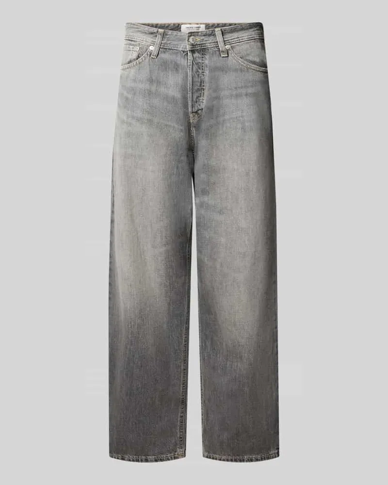 Jack & Jones Straight Fit Jeans aus reiner Baumwolle im Used-Look Hellgrau