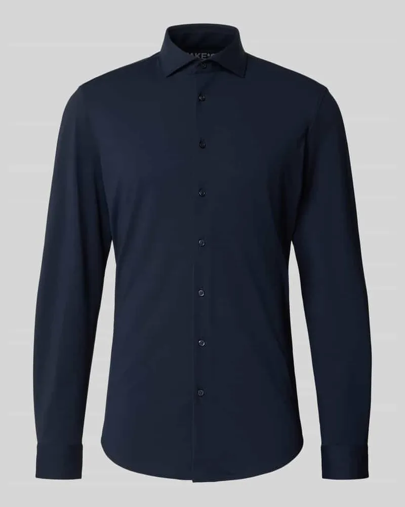 JAKE*S Slim Fit Business-Hemd mit Haifischkragen Marine
