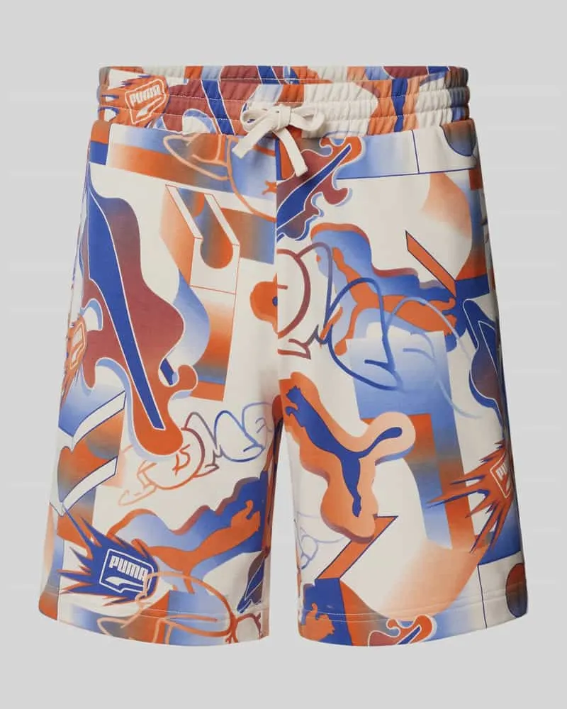 Puma Regular Fit Sweatshorts mit Label-Print 