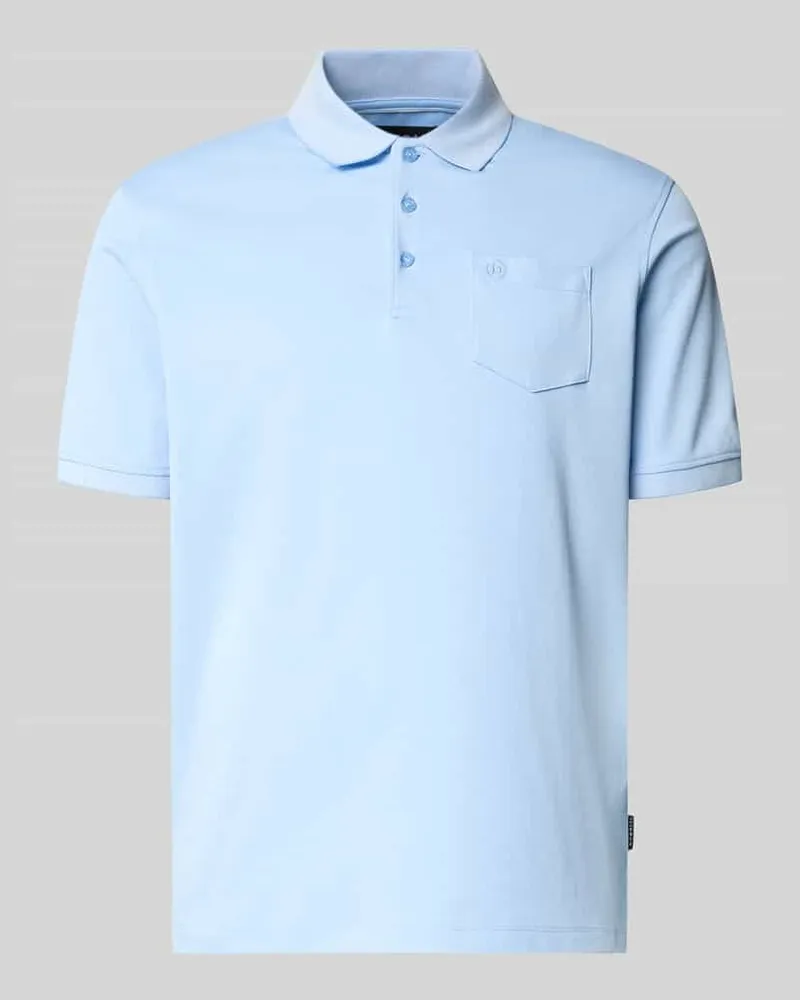 Bugatti Regular Fit Poloshirt mit Brusttasche und Label-Stitching Hellblau