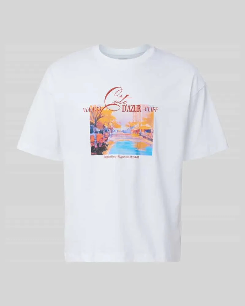 Jack & Jones T-Shirt mit Motiv-Print Modell 'SANREMO Weiss