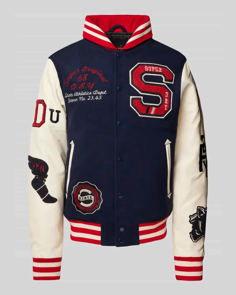 Superdry. College-Jacke aus Woll-Mix mit Stehkragen 