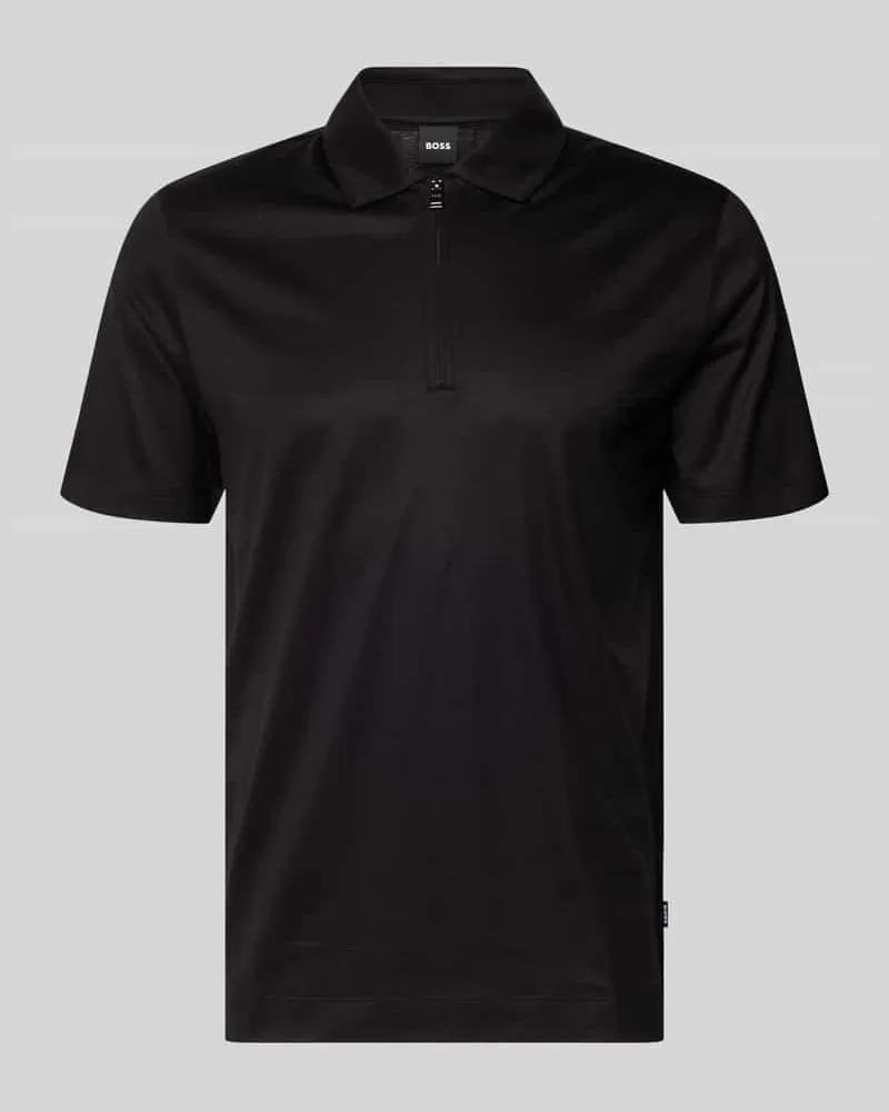 HUGO BOSS Regular Fit Poloshirt aus Lyocell-Baumwoll-Mix Modell 'H-PARAS 50 Black