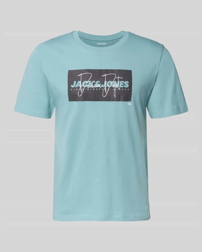 Jack & Jones Regular Fit T-Shirt aus reiner Baumwolle Modell 'COLE Petrol