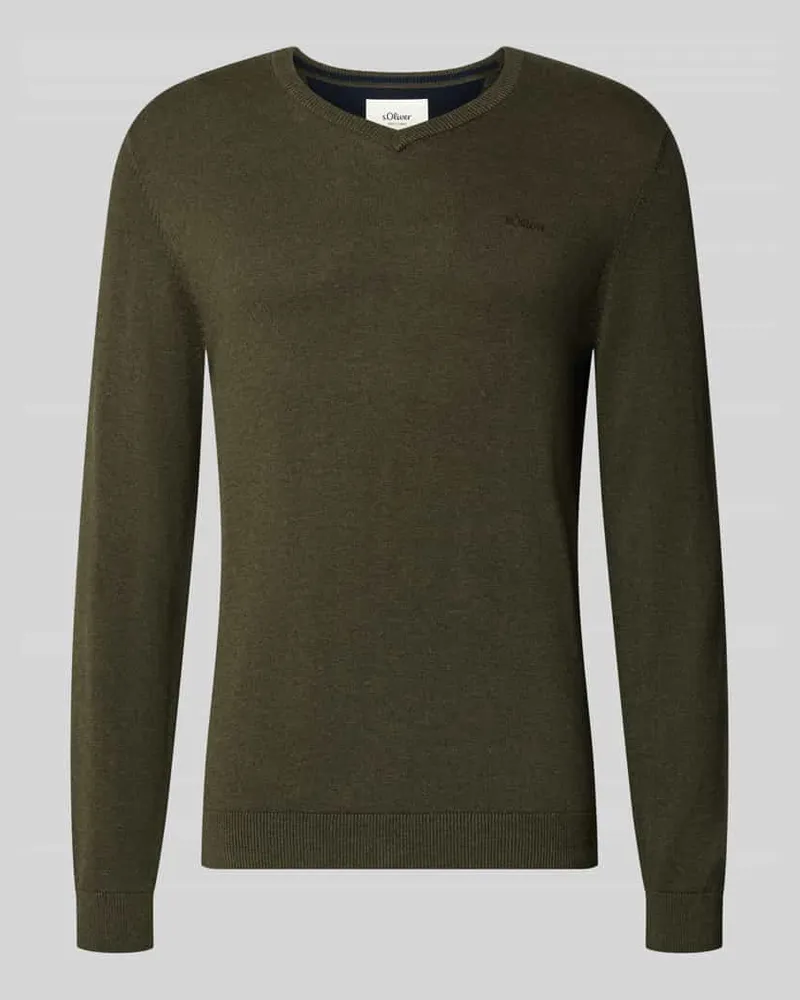 S.Oliver Pullover mit Logo-Stitching Khaki