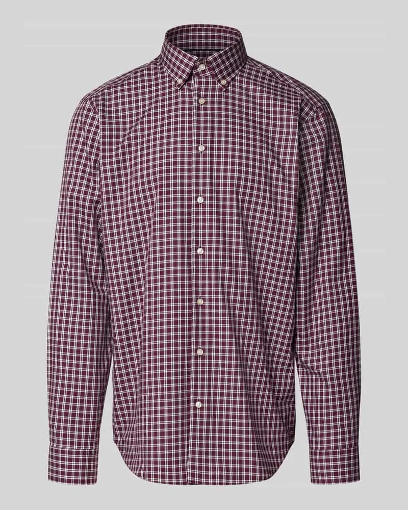 Christian Berg Regular Fit Businesshemd mit Button-Down-Kragen Aubergine