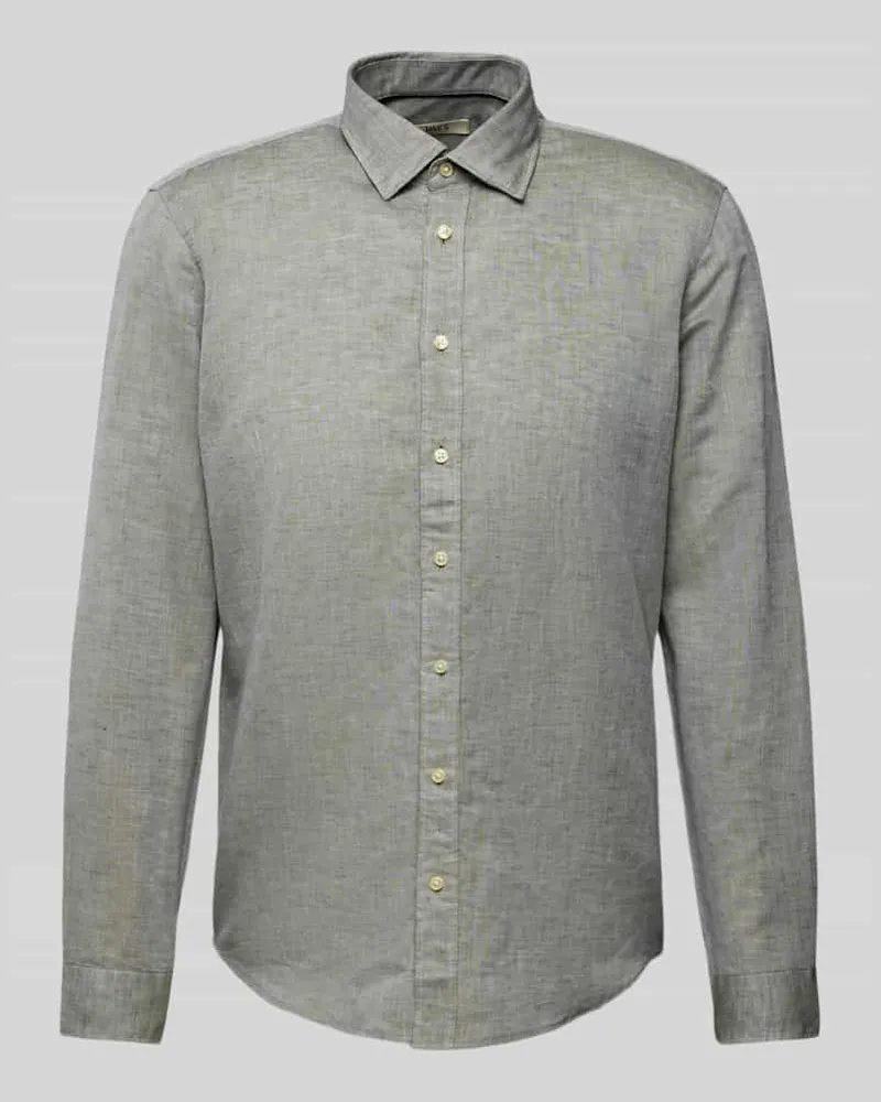JAKE*S Slim Fit Leinenhemd mit Kentkragen 