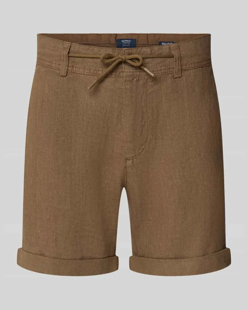 McNeal Leinenshorts mit Bindegürtel und Gesäßtaschen Mittelbraun