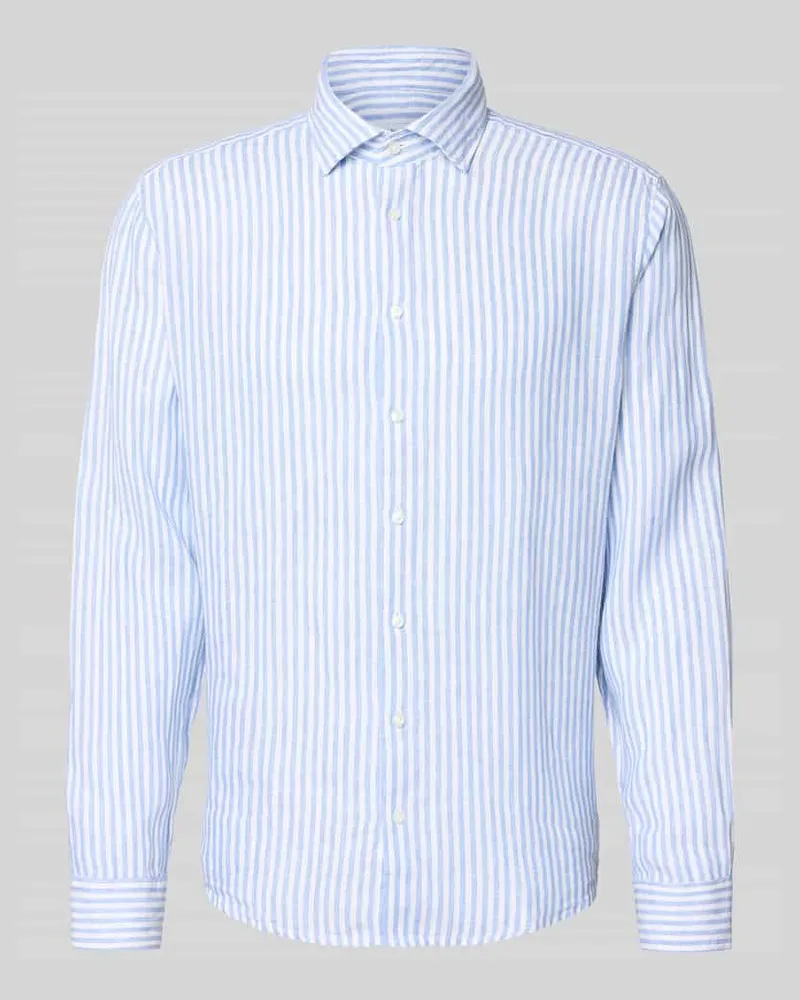 Seidensticker Regular Fit Business-Hemd aus Leinen mit Kentkragen Bleu