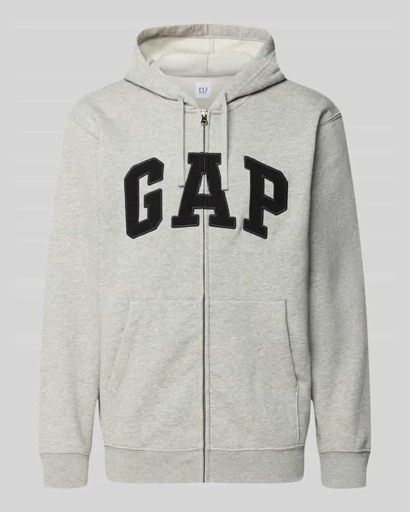 GAP Sweatjacke mit Logo und Känguru-Tasche Hellgrau