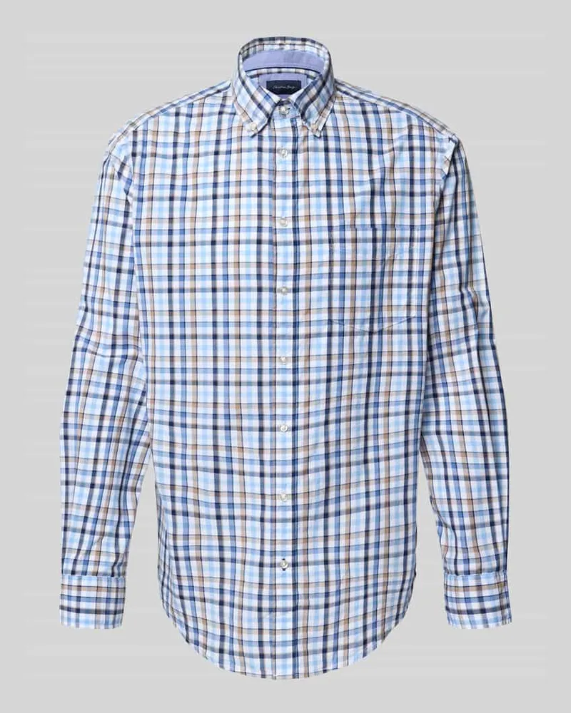 Christian Berg Regular Fit Freizeithemd mit Button-Down-Kragen Marine