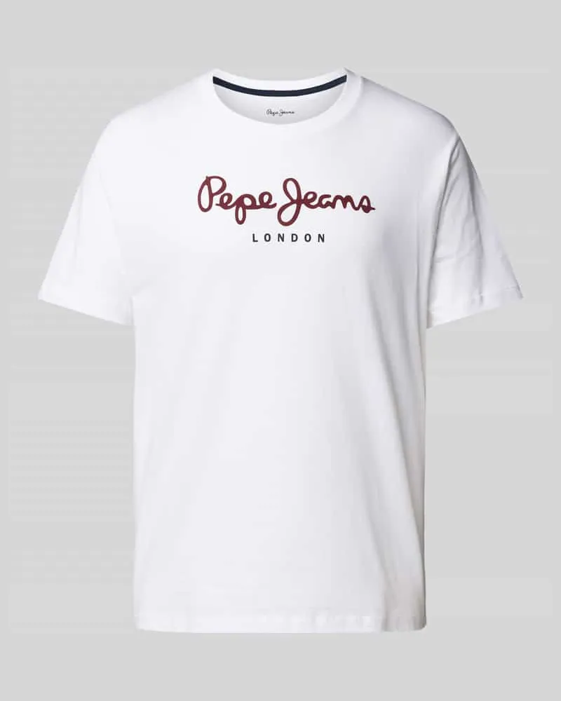 Pepe Jeans T-Shirt mit Label-Print Weiss