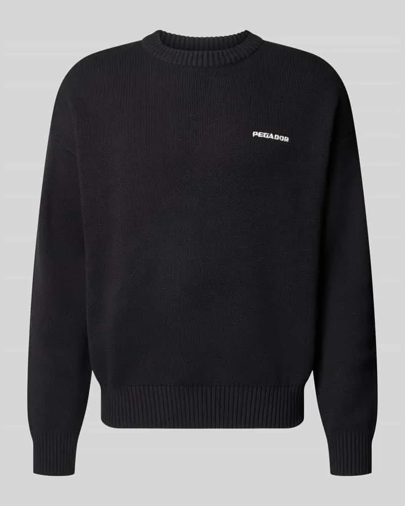 PEGADOR Regular Fit Strickpullover aus reiner Baumwolle Black